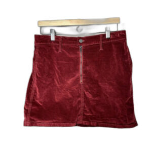 Madewell Corduroy Zip Skirt – Size 28 – Cabernet – Stretch Denim Velveteen